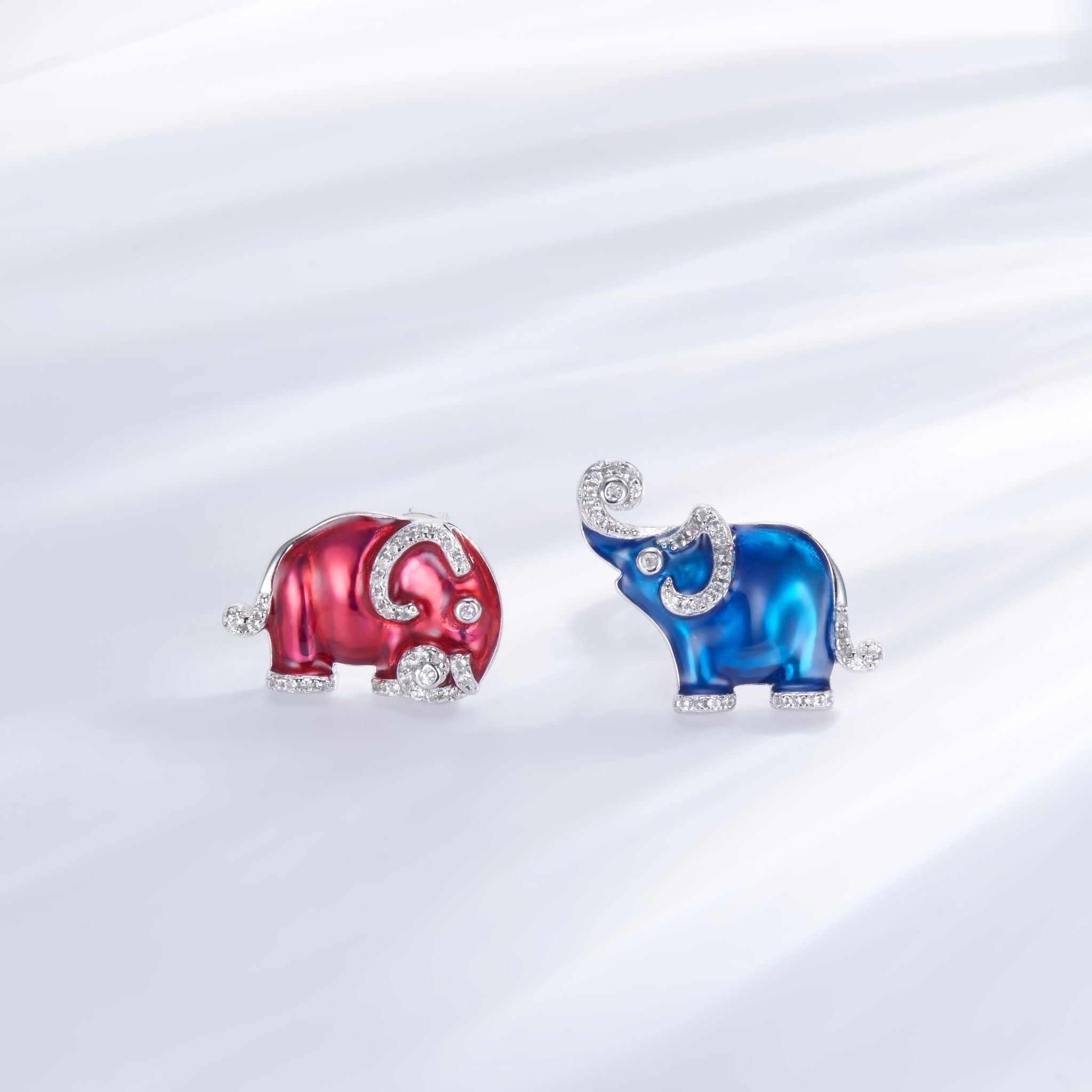Couple Elephant Enamel Studs for Women