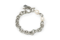 Silver Chain Bracelet with Freshwater Pearl