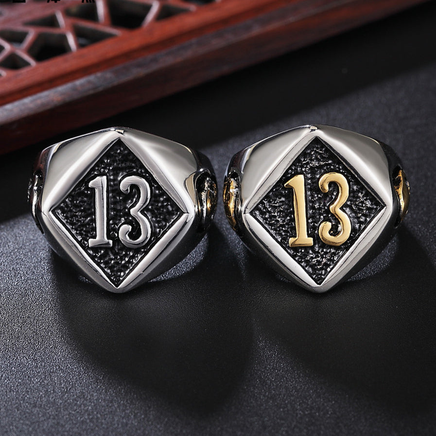 Halloween No.13 Skull Titanium Steel Ring for Men