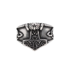 Nordic Viking Pirate Thor Hammer Titanium Steel Ring for Men