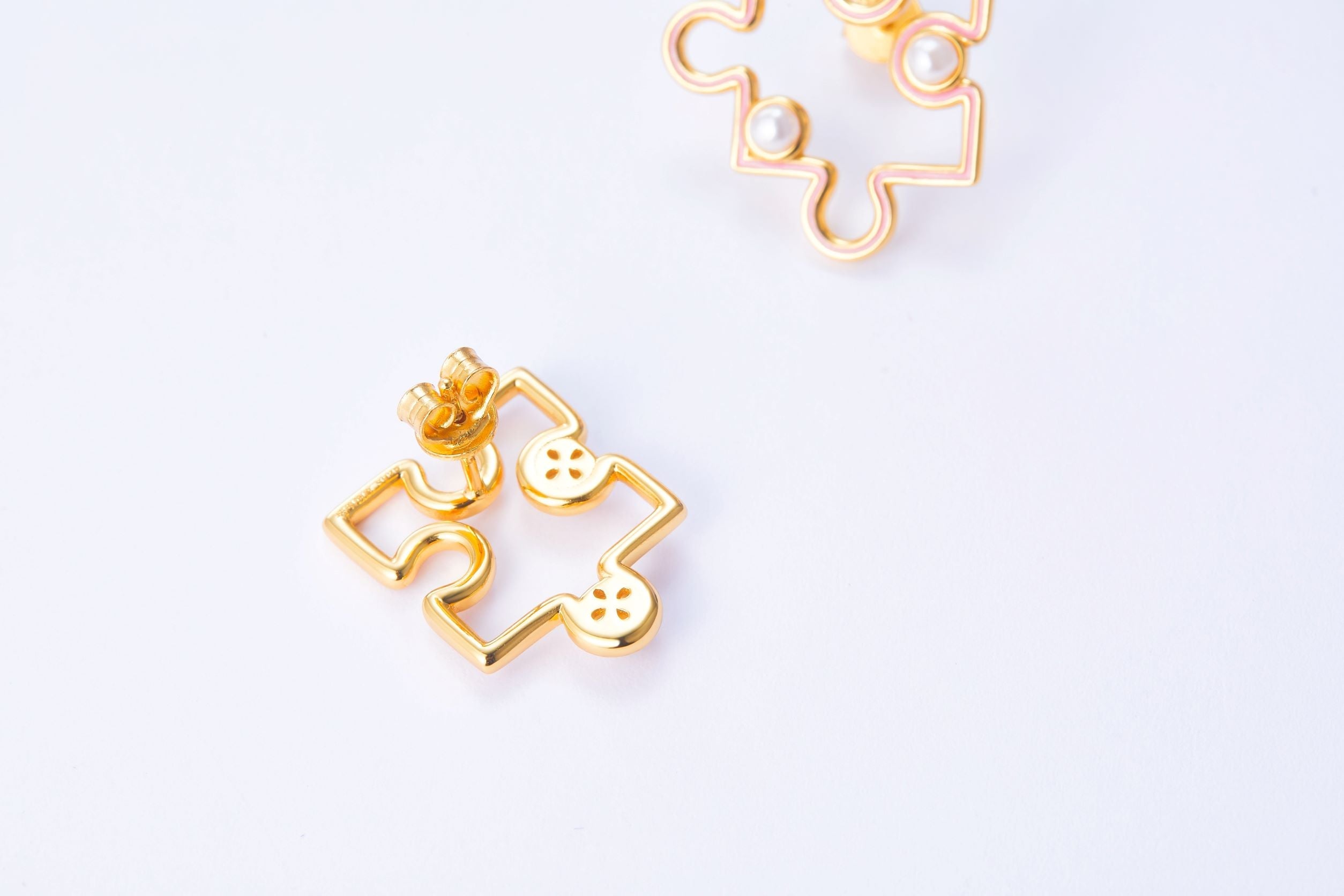 Puzzle with Pearls Enamel Stud Earrings