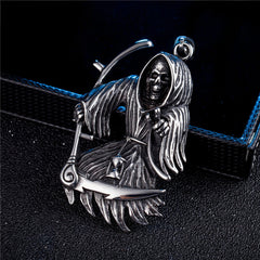 Halloween Sickle Death Skull Titanium Steel Pendant for Men