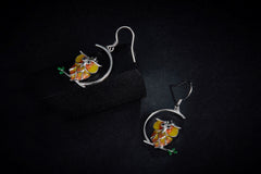 Owl Enamel Silver Hook Earrings