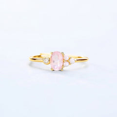 Oval Pink Crystal and Freshwater Pearl Opening Silver Ring