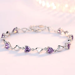 Heart Zircon Love Silver Bracelet for Women