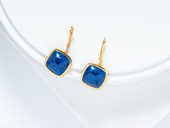 Blue Ocean Enamel Hoop Earrings