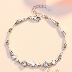 Smooth Star with Zircon Silver Bracelet for Women