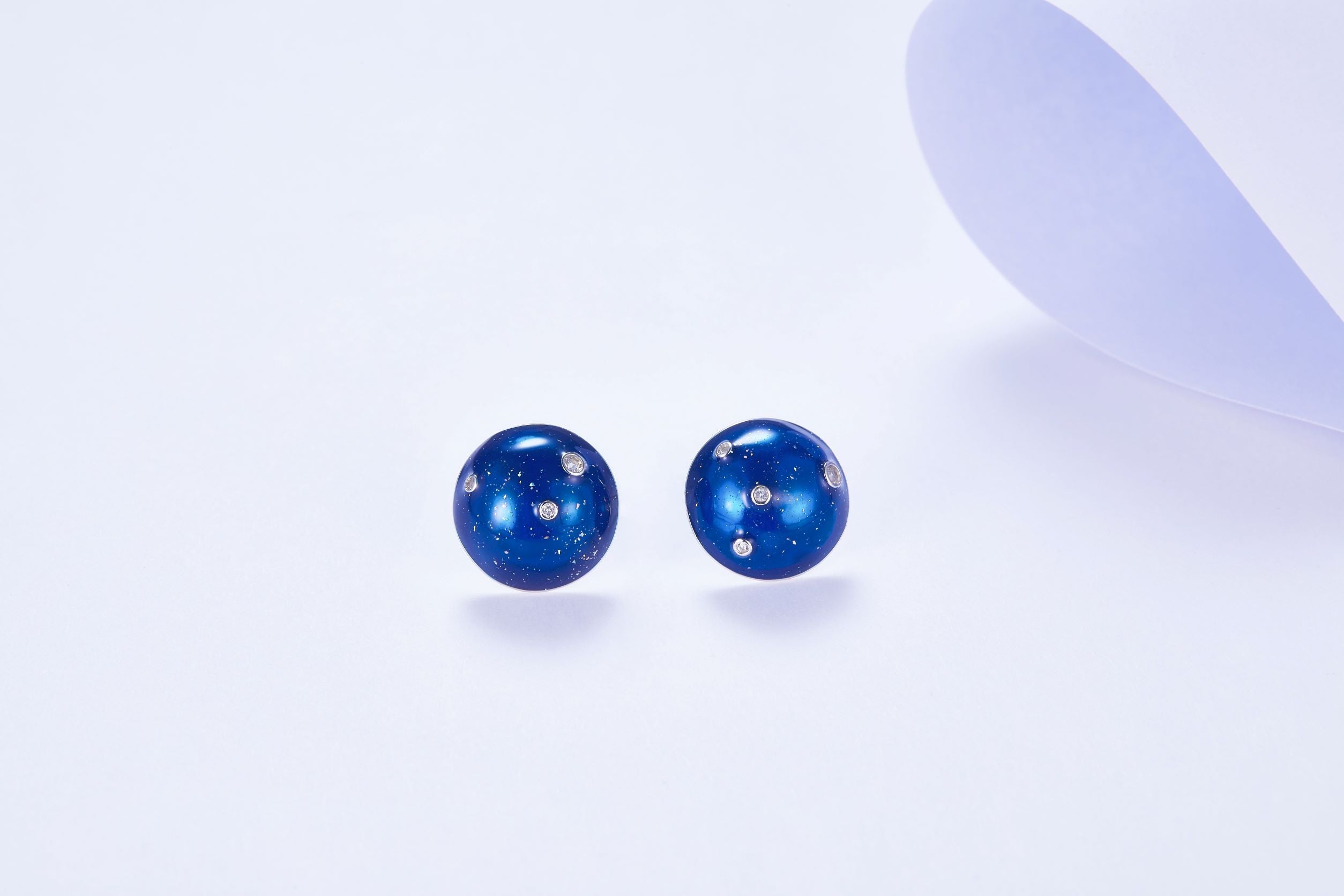 Galaxy Dots Enamel Silver Stud Earrings