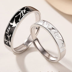 Bird and Fish Silver Couple Ring for Women