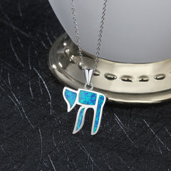 Blue Opal Animal Pendant Sterling Silver Necklace