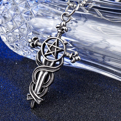 Celtic Cross Sword Five Star Titanium Steel Pendant for Men