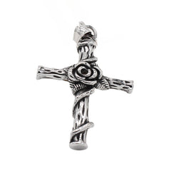 Rose Cross Titanium Steel Pendant for Men