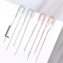 Zircon U-shaped Long Tassle Silver Drop Earrings for Women