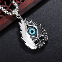 Halloween Vintage Flame Skull Eye Titanium Steel Necklace for Men