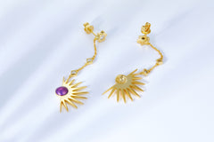 Sun Flower Tassel Enamel Dorp Earrings