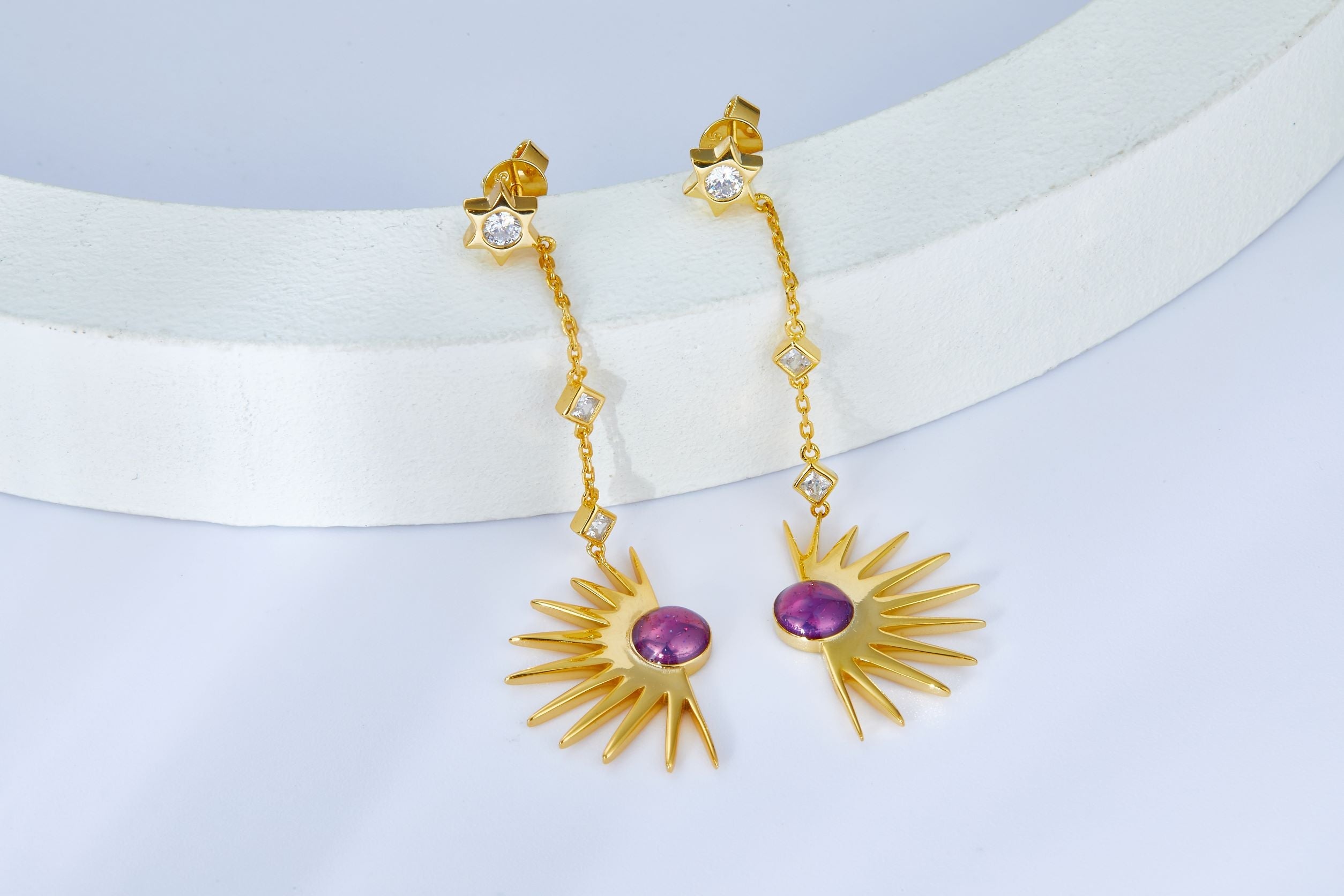 Sun Flower Tassel Enamel Dorp Earrings