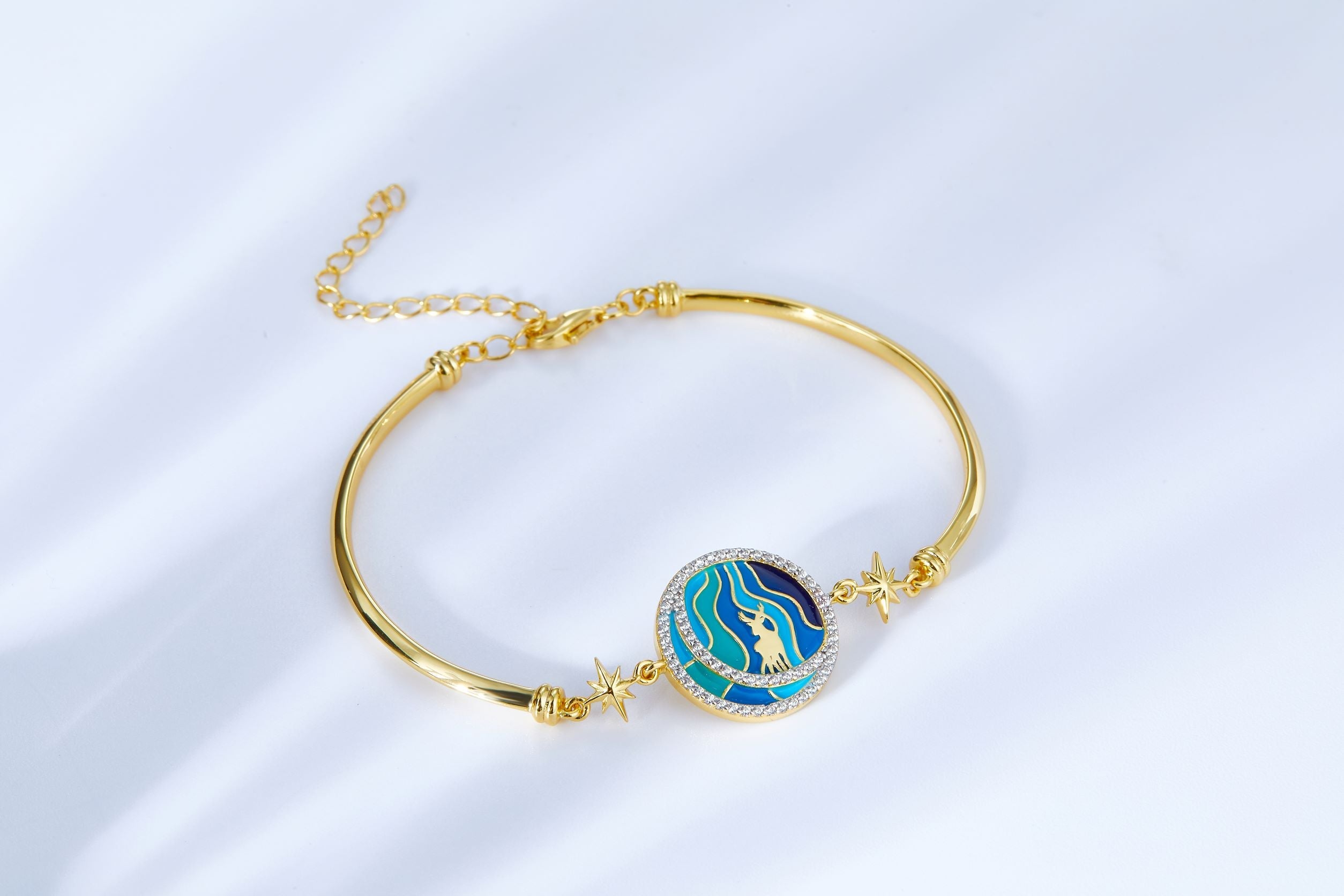 Circle Moonnight Deer Blue Enamel Bracelet