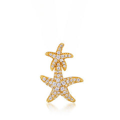 Double Zircon Starfish Sterling Silver Pendant