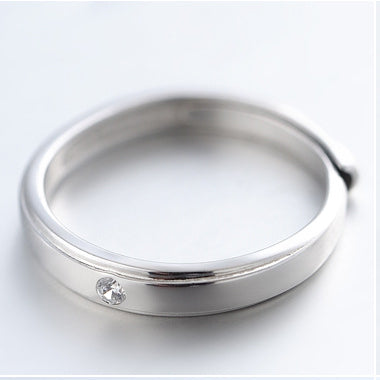 Simple Single Zircon Silver Couple Ring
