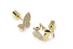 Golden Zircon Butterfly Studs