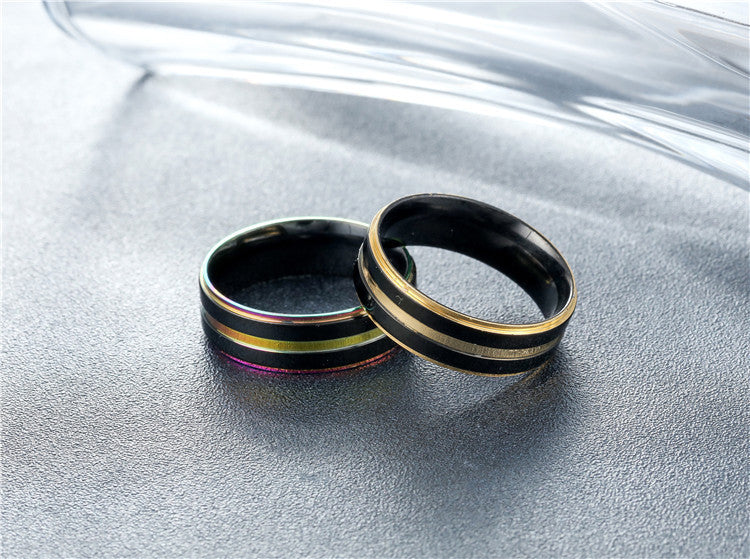 Colorful Striped Men's Titanium Steel Ring