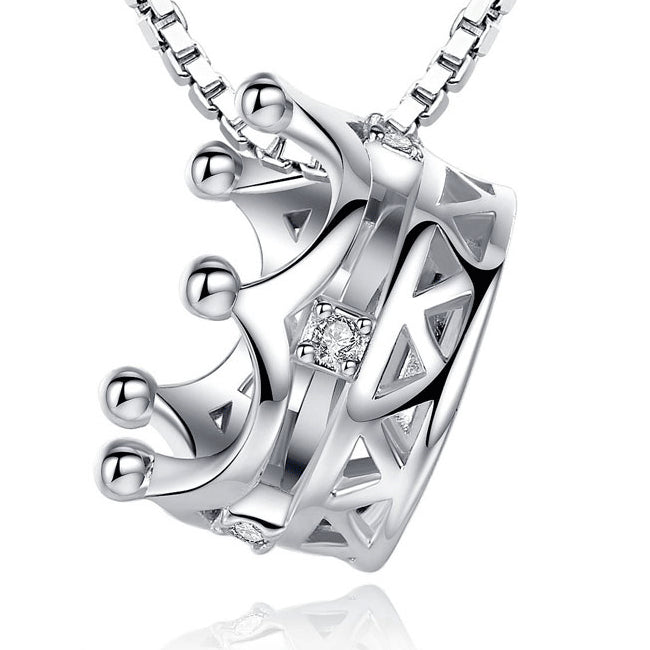 (Pendant Only) Crown with Zircon Silver Pendant for Women