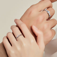 Princess and Knight with Zircon Silver Couple Ring