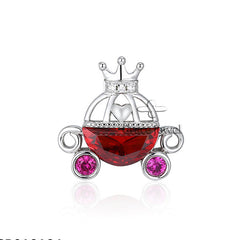 (Pendant Only) Red Zircon Pumpkin Carriage Silver Pendant for Women