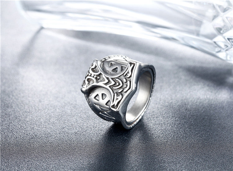 Nordic Viking Titanium Steel Ring - Vintage Men's Jewelry