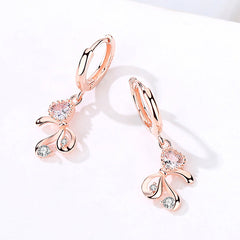 Bowknot with Zircon Pendant Silver Hoop Earrings for Women