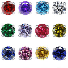 Colourful Round Zircon Silver Studs Earrings for Women