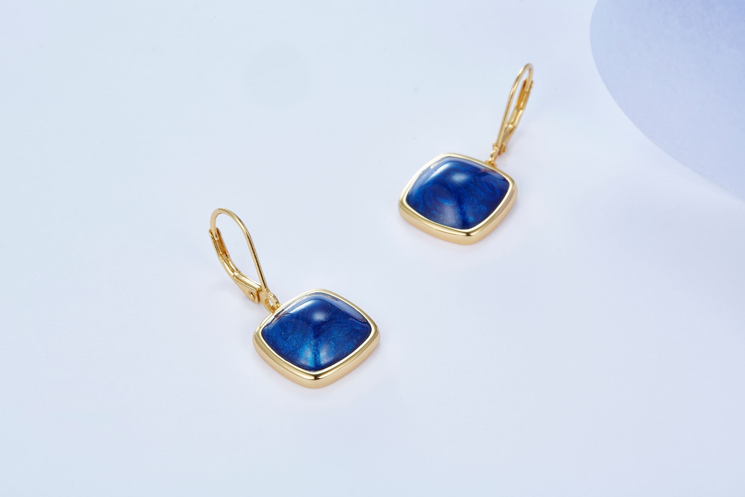 Blue Ocean Enamel Hoop Earrings