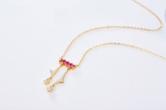 Golden Sailboat Enamel Ruby Necklace for Women