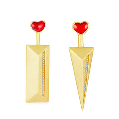 Asymmetric Spear Shield Enamel Drop Earrings