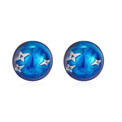 Galaxy Star Light Enamel Silver Stud Earrings