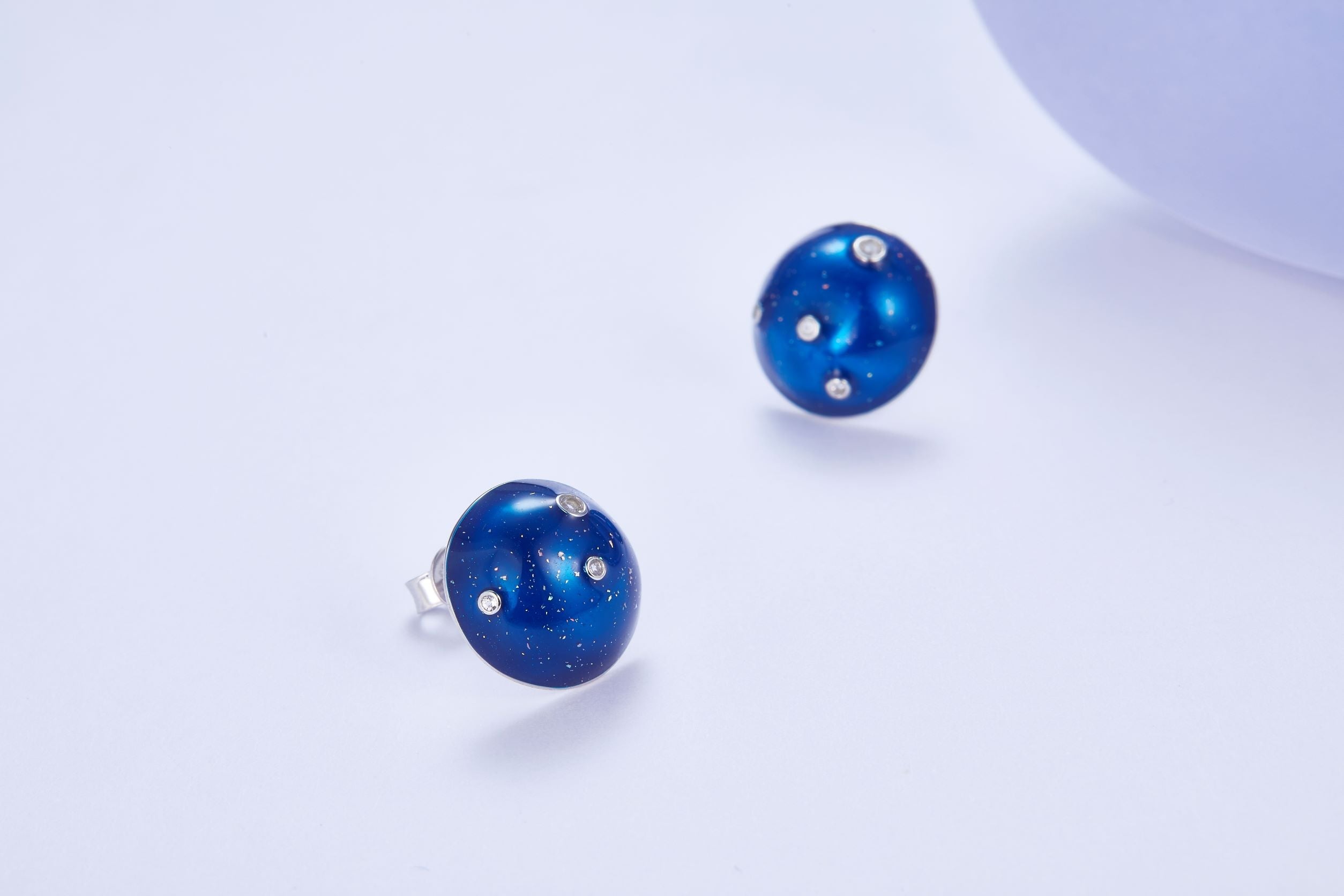 Galaxy Dots Enamel Silver Stud Earrings