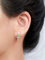 Ice Cream Pearl Enamel Stud Earrings