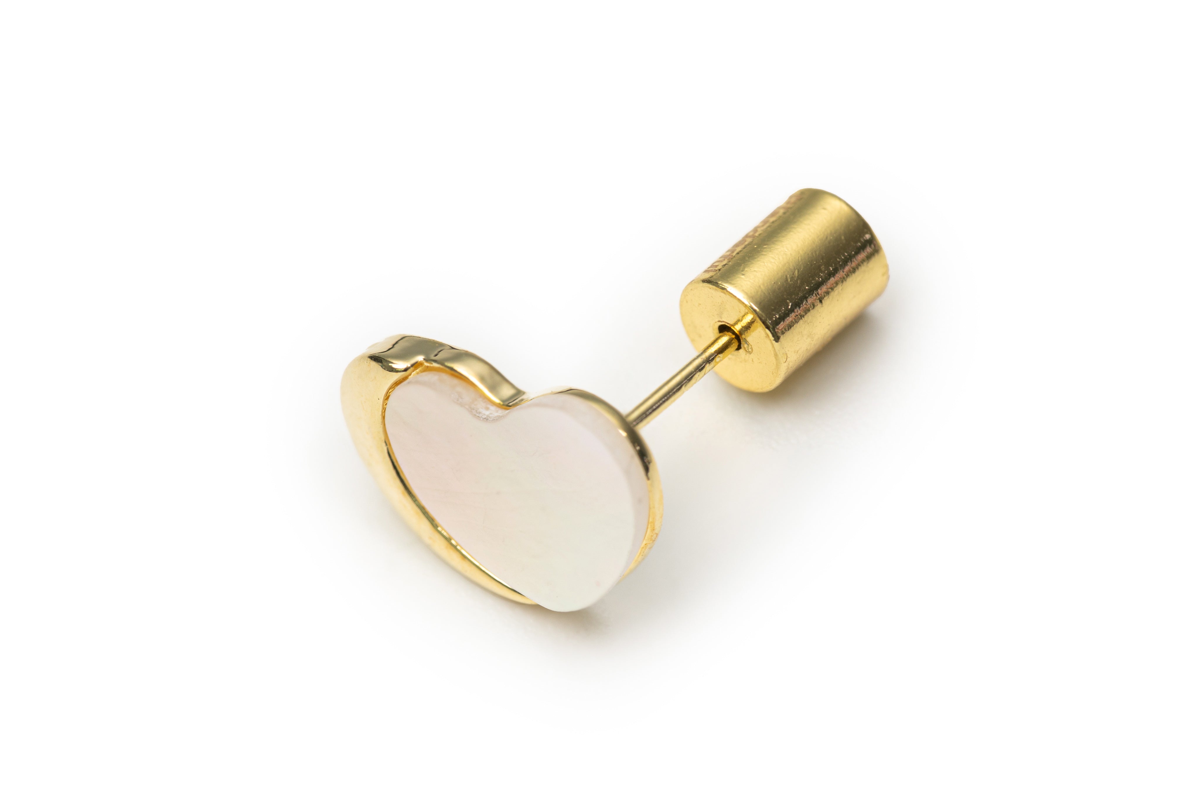 Golden White Heart Studs Nap Earrings