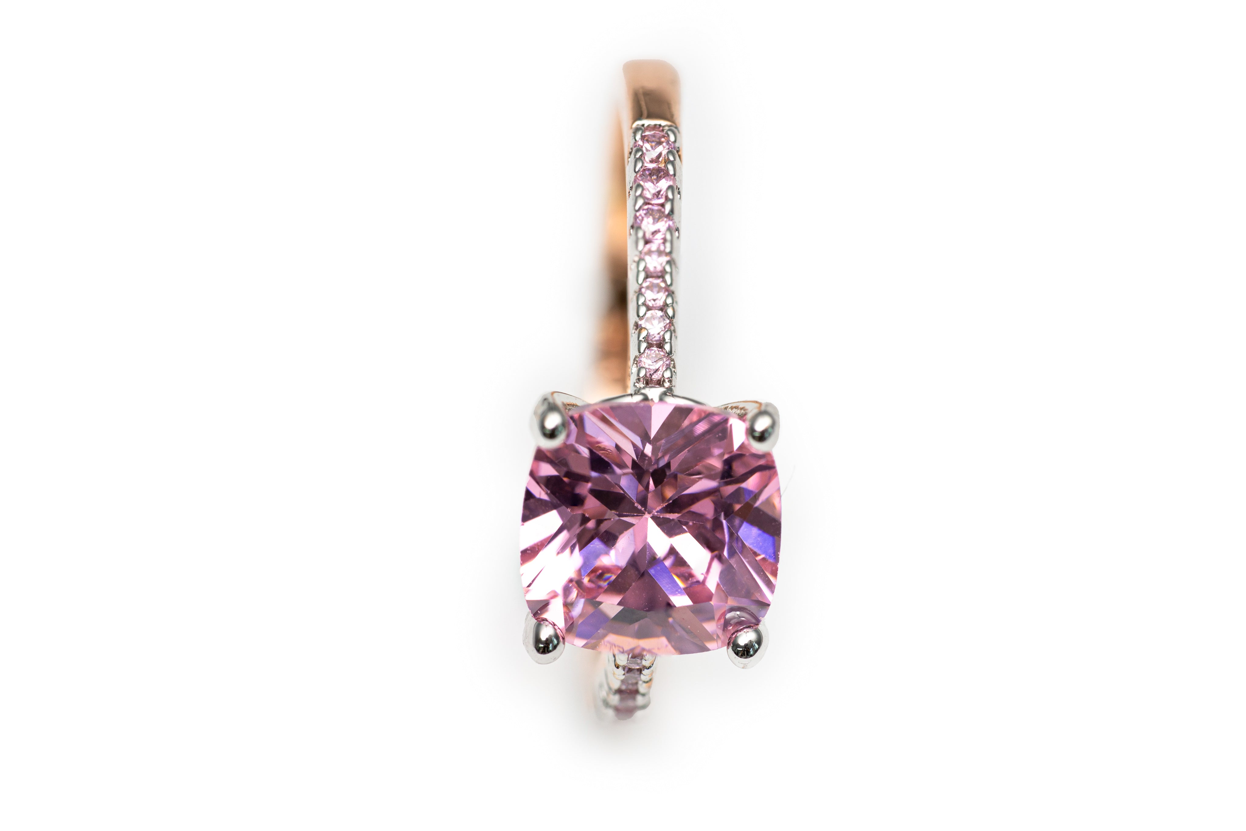 Colour Rose Gold Pink Zircon Princess Cut