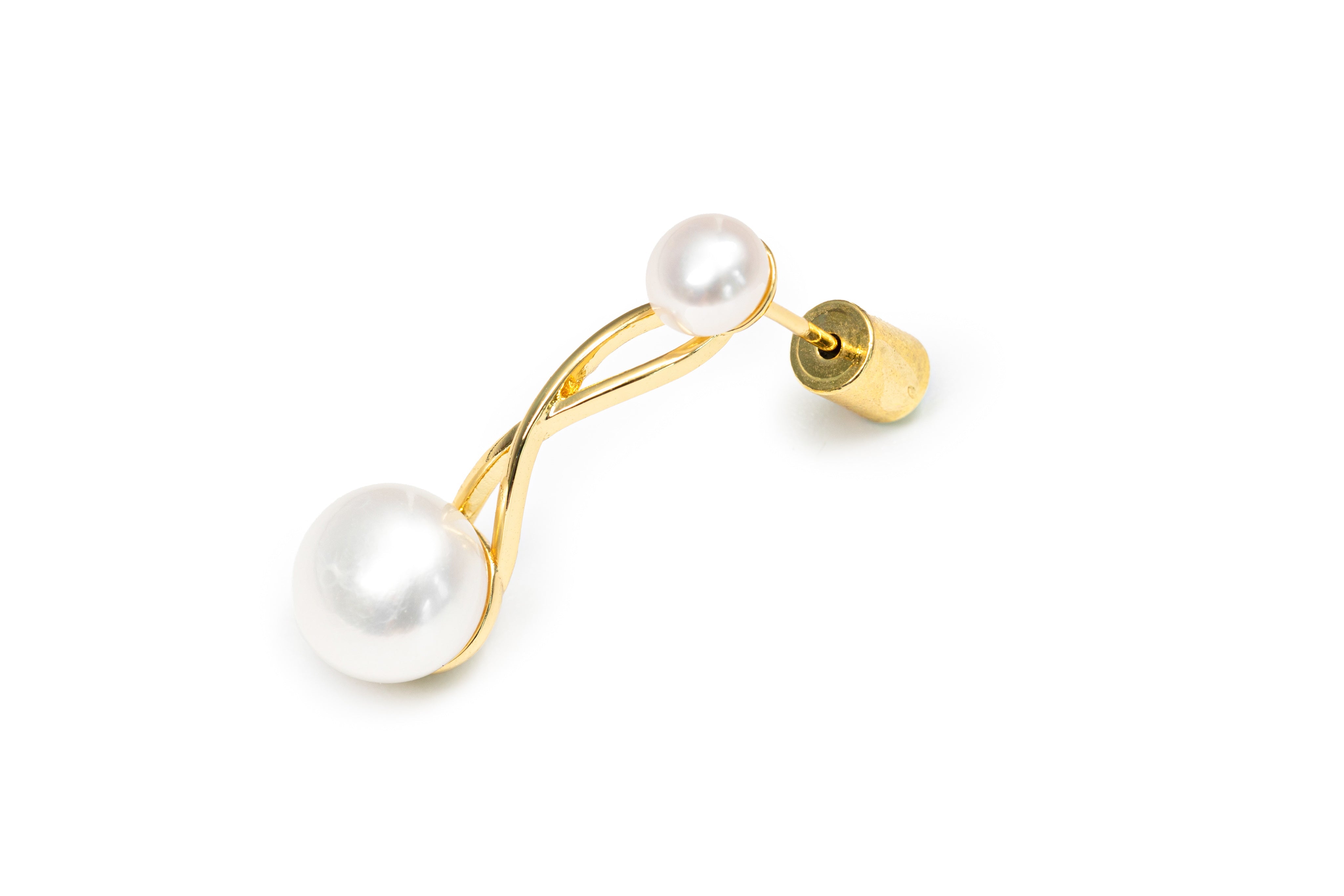 Golden 18K Gold Freshwater Pearl Long Studs