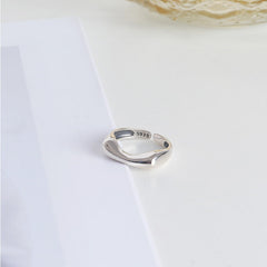 Geometric Concave Polished Opening Sterling Silver Ring