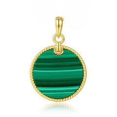 Round Shape Malachite Sterling Silver Pendant