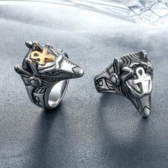 Guardian God Anubis Titanium Steel Ring for Men