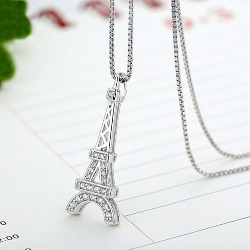 (Pendant Only) Zircon Tower Silver Pendant for Women