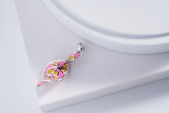 Spiral Shape Pink Enamel Silver Pendant