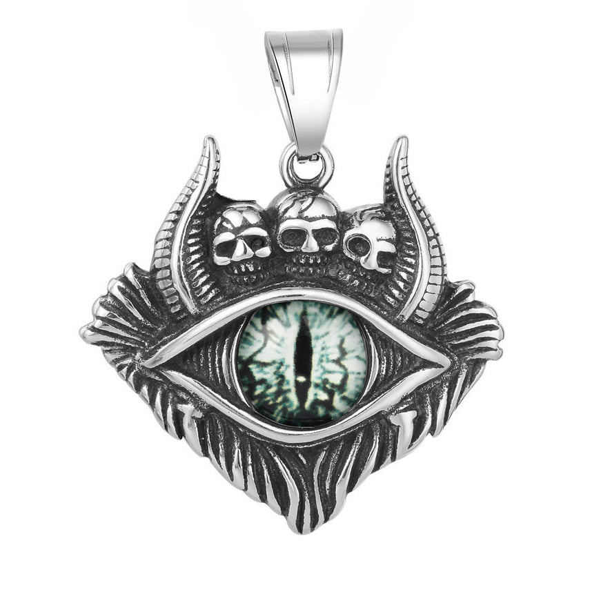 Halloween Horned Skull Devil's Eye Titanium Steel Pendant for Men