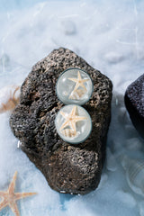 Starfish on Rock Studs - Blue Studs for Women