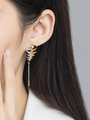 Whales Black and Golden Enamel Drop Earrings