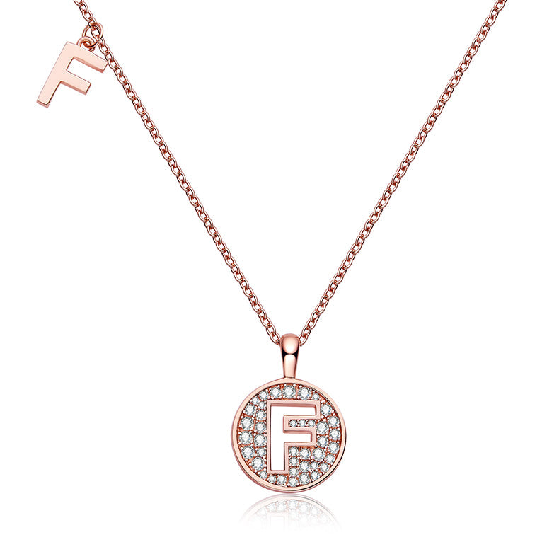 Circle Letter F Moissanite Necklace