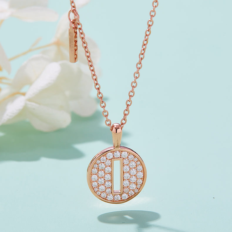 Circle Letter I Moissanite Necklace